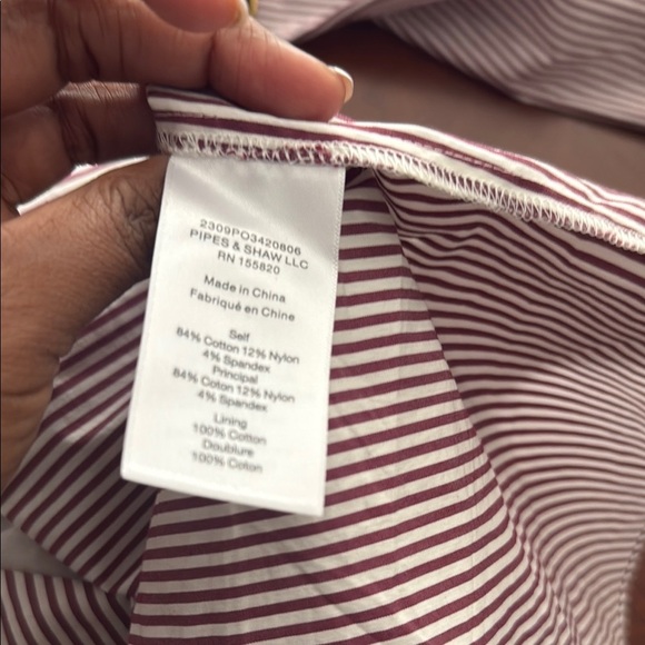 Veronica Beard jacinda Striped High Low Dress - Red White belted shirtdress - Picture 9 of 10